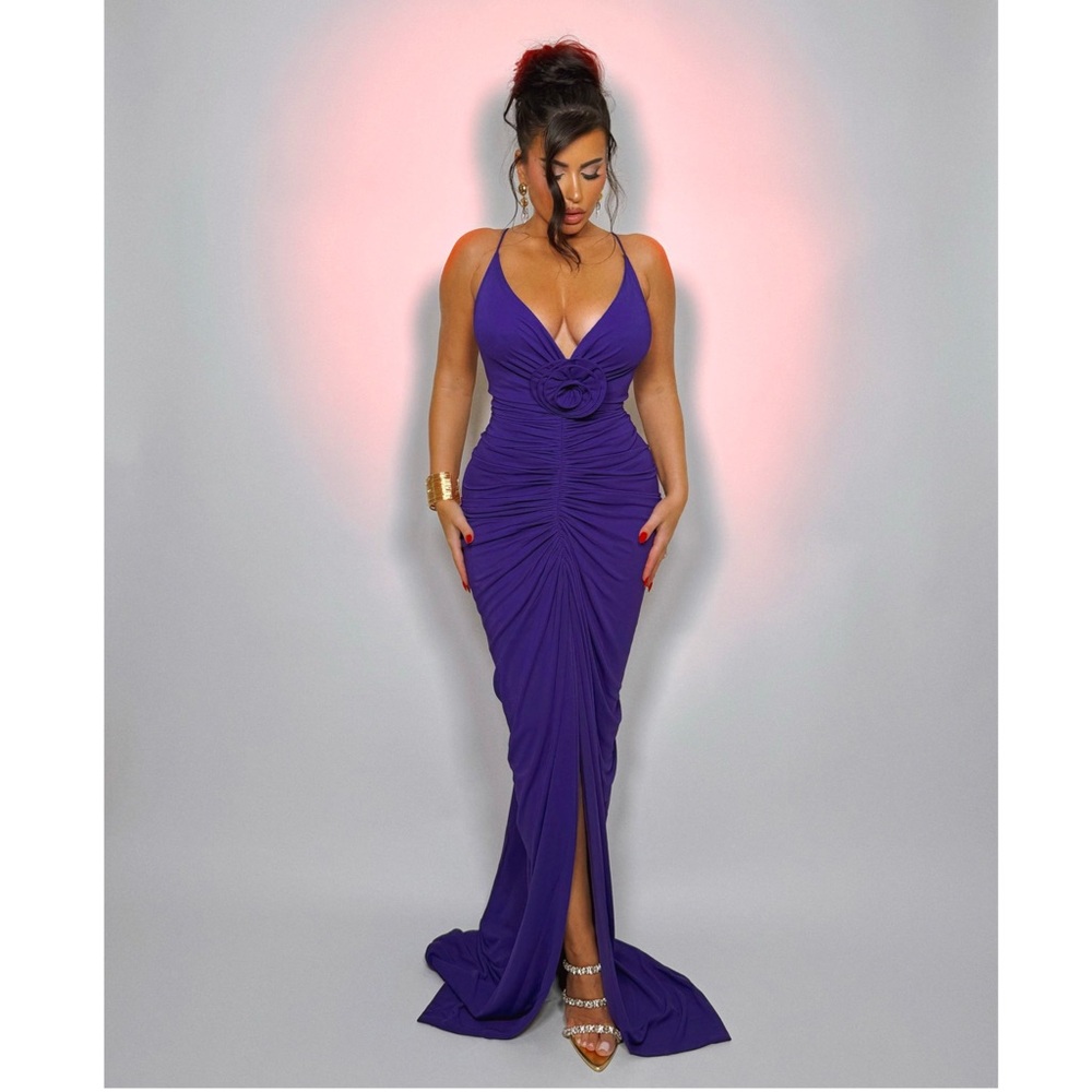 Sultry Purple Backless Maxi Dress